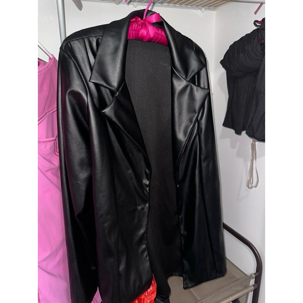 Pretty Little Thing Faux Overzised Leather Jacket - Picture 1 of 4